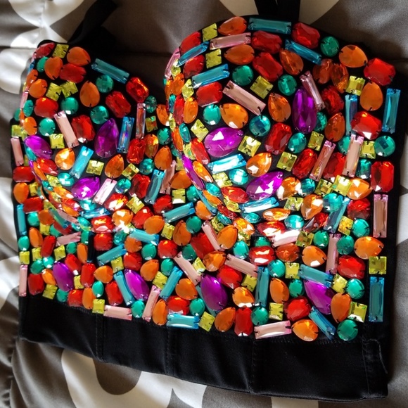 ** SOLD** Rhinestone Rave Top - Picture 2 of 5
